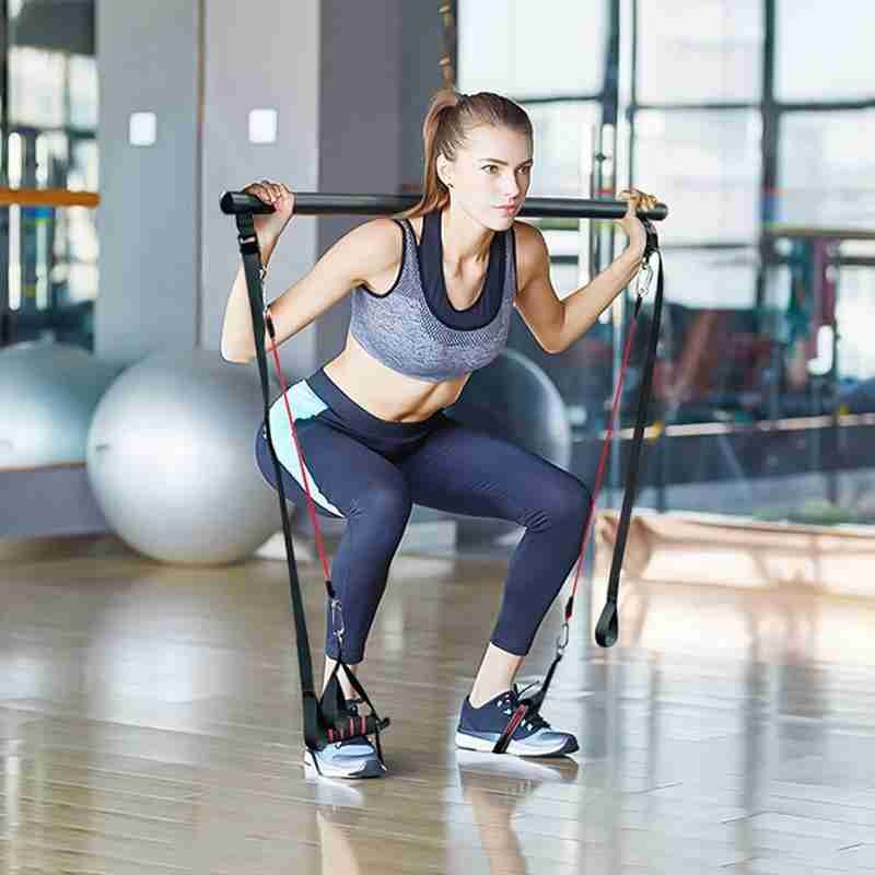 Pilates Bar Kit With Resistance Bands For Home Gym Workouts And Exercise